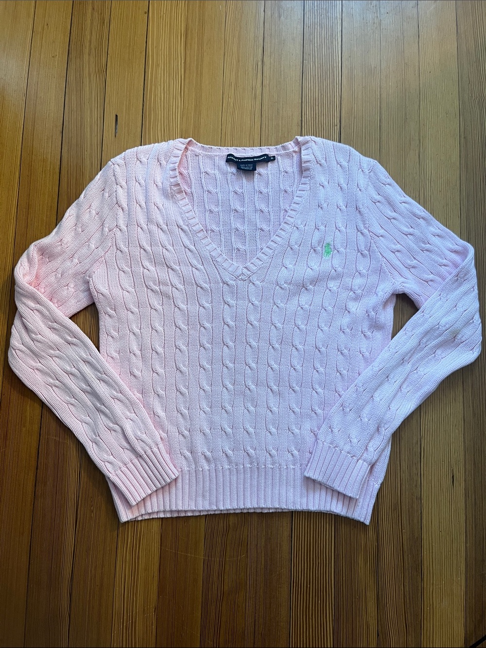 Ralph Lauren Sport  cable knit v neck sweatet